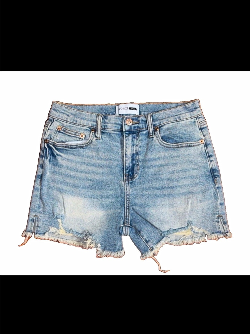 Fashion Nova Light Wash Distressed Denim Shorts